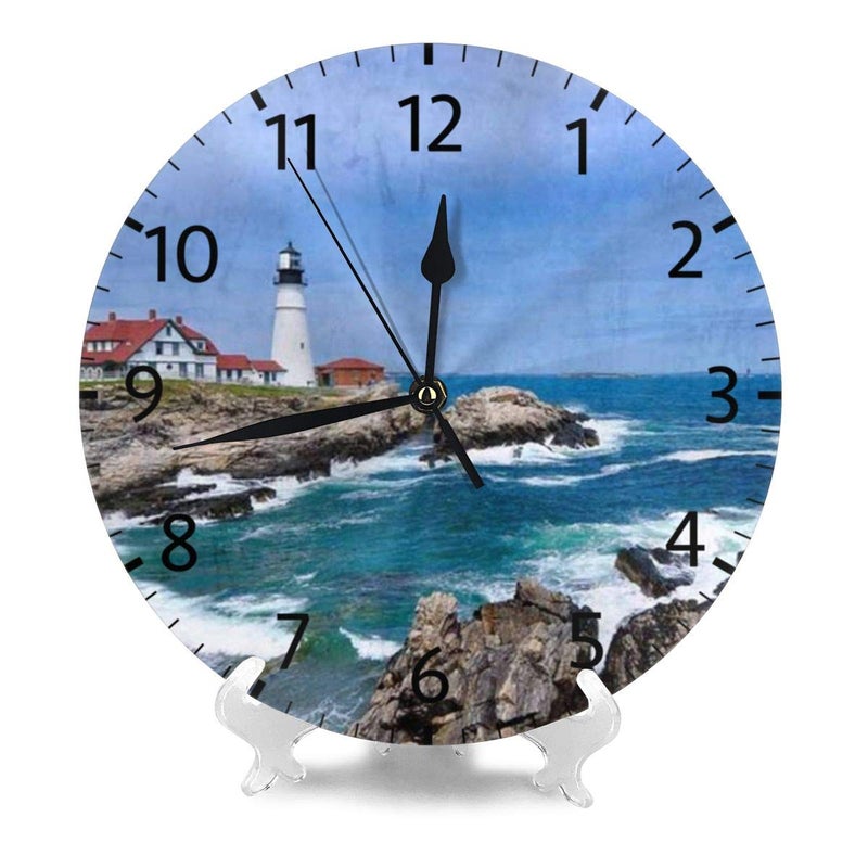 Mount Hour Home Decor Lighthouse Round Wall Clock Acrylic Silent Non Ticking Decorative Clocks for Living Room Kitchen - Image 2